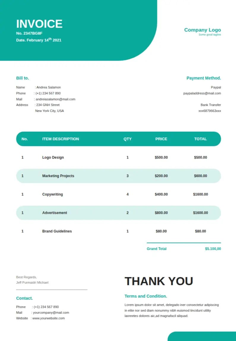 Premium Template 4 invoice template preview